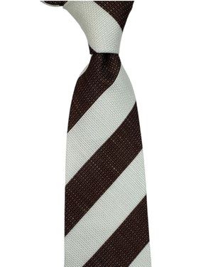 Luigi Borrelli Silk Tie Dark Brown and White Stripes