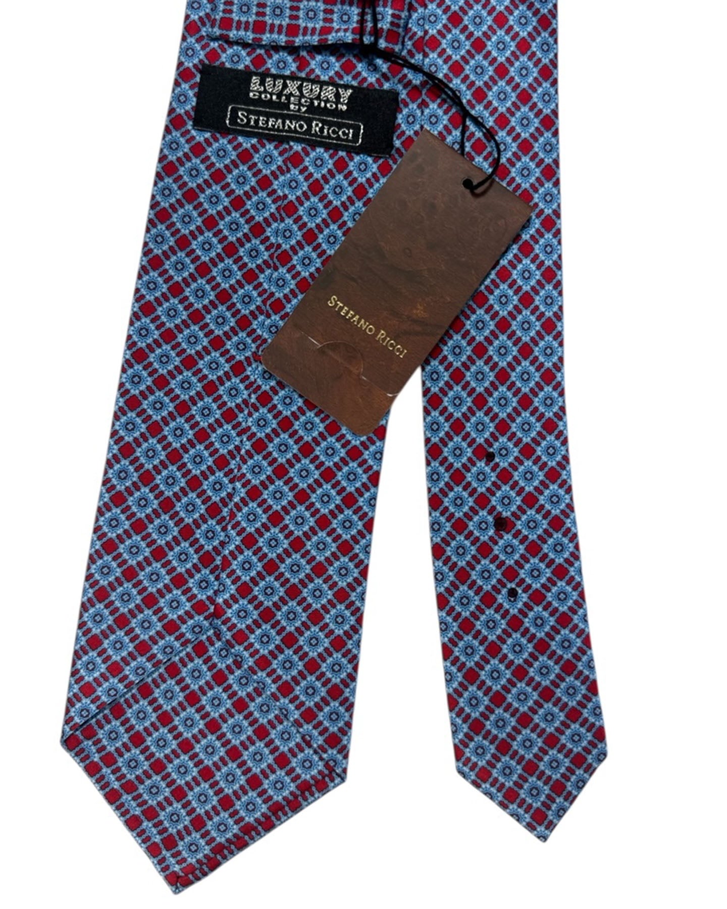 Stefano Ricci Tie Red & Blue Geometric Medallion