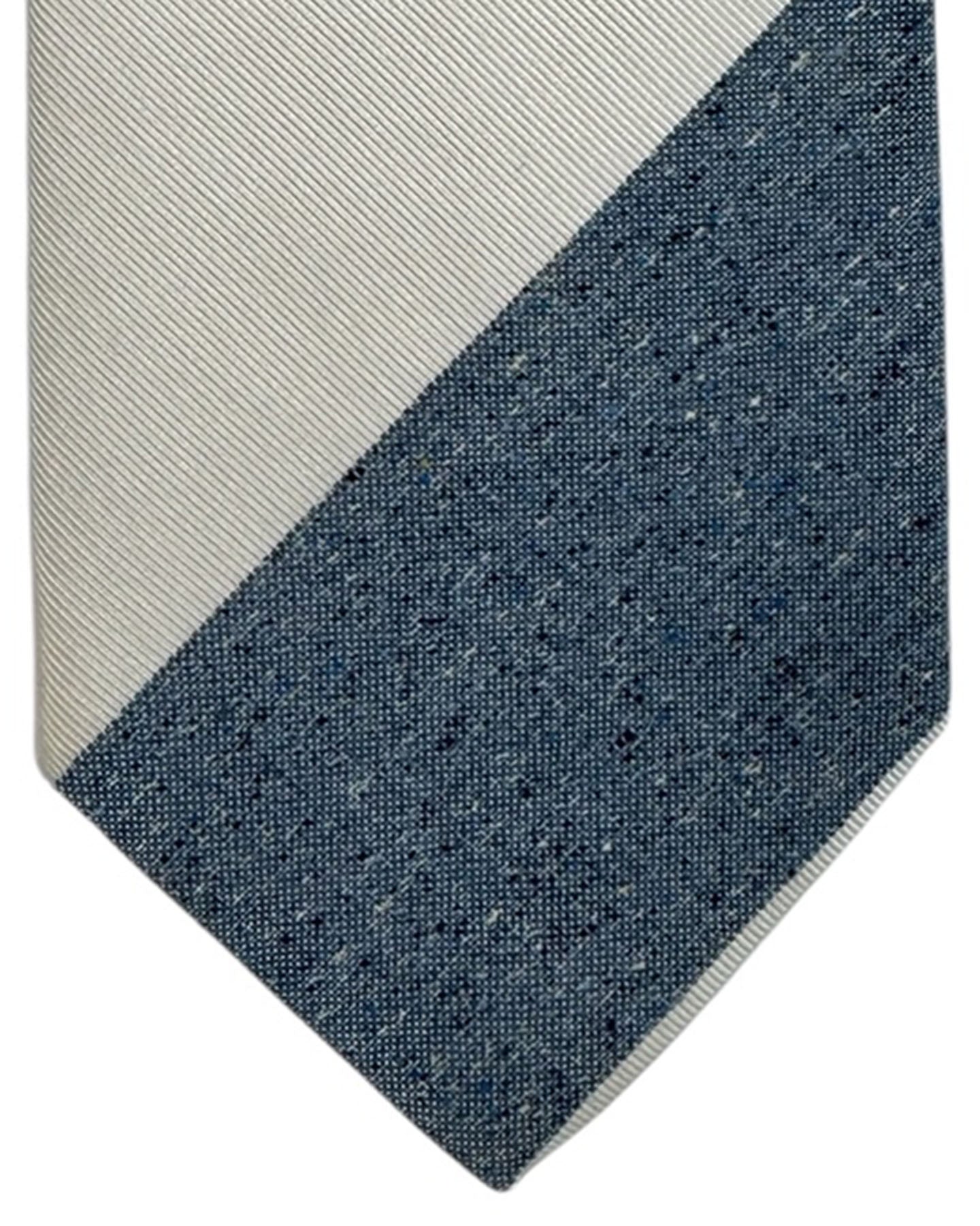 Luigi Borrelli Tie Off-White & Blue Wide Stripes