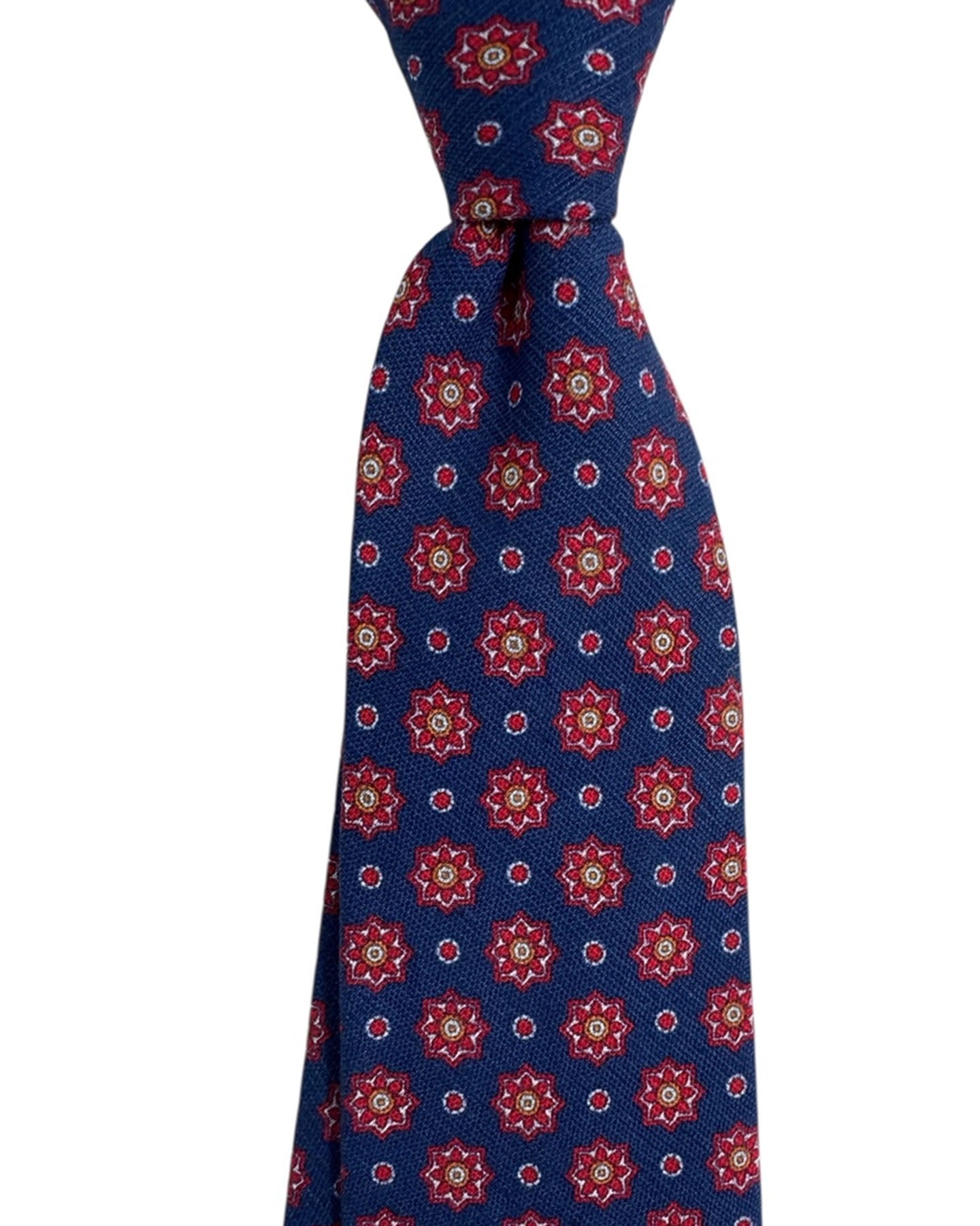 Missoni Tie Navy Red Medallion - Cotton Flax