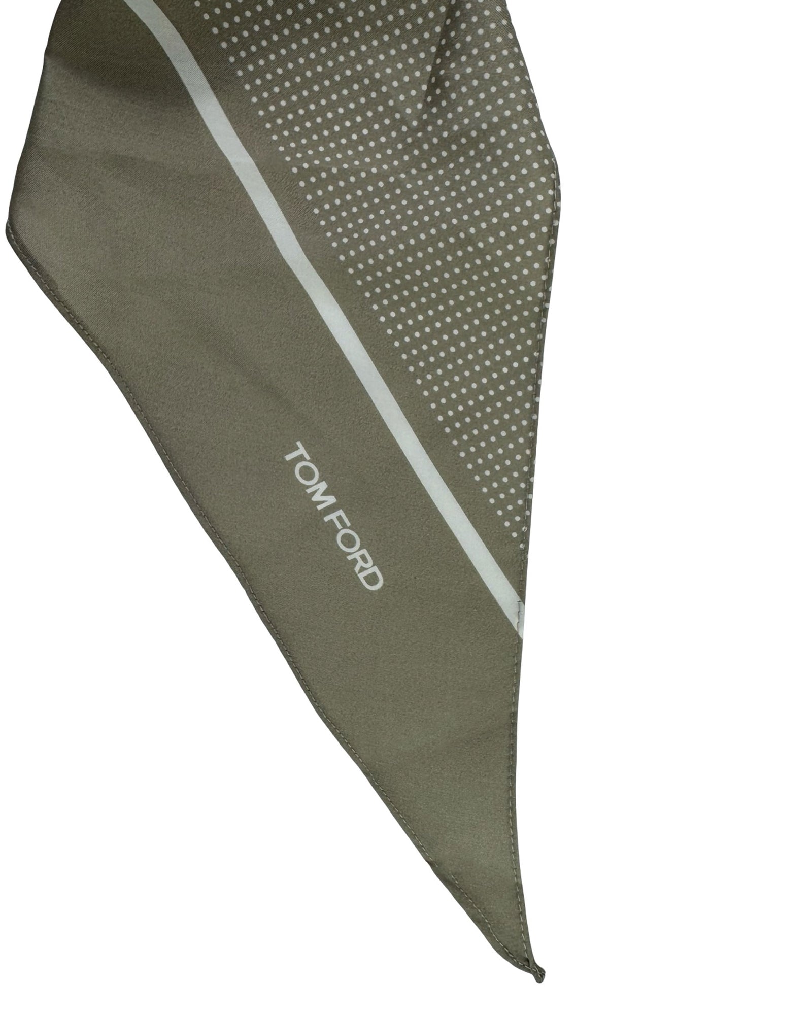 Tom Ford Silk Ascot Tie/ Scarf Taupe White Dots