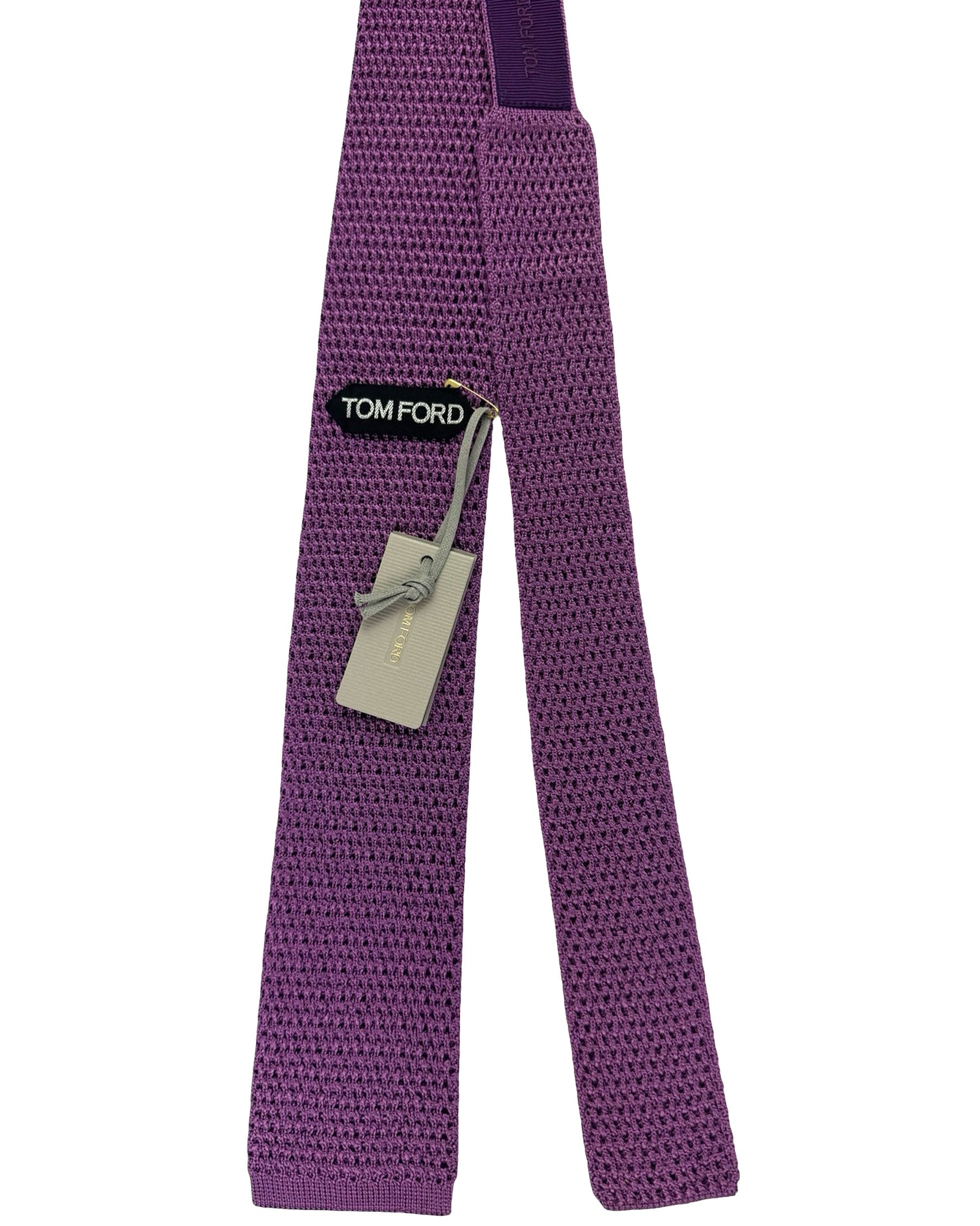 Tom Ford Square End Knitted Tie Purple