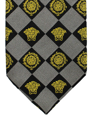 Versace Tie Black Gray Gold