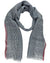 Agnona Scarf Gray Dark Red Stripes - Luxury Linen Silk Shawl