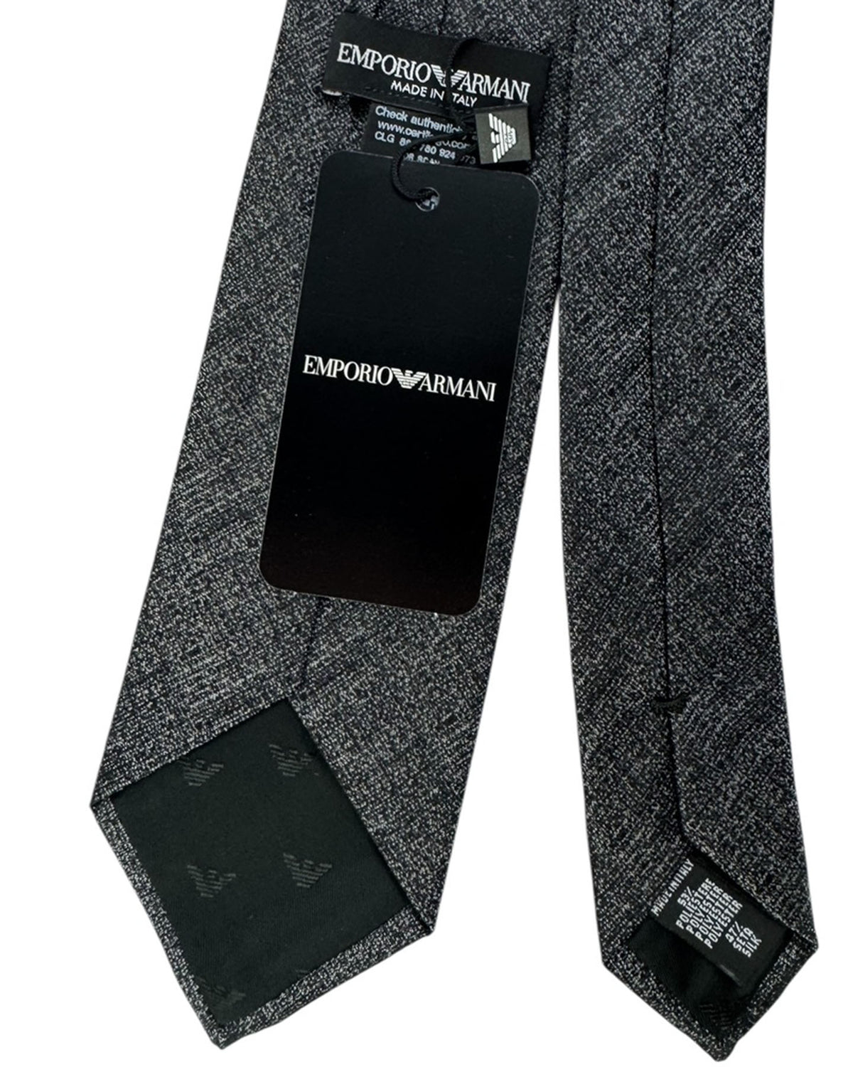 Armani Necktie Charcoal Gray Speckled Weave