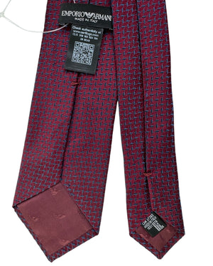 Armani Tie Maroon Blue Basket Weave