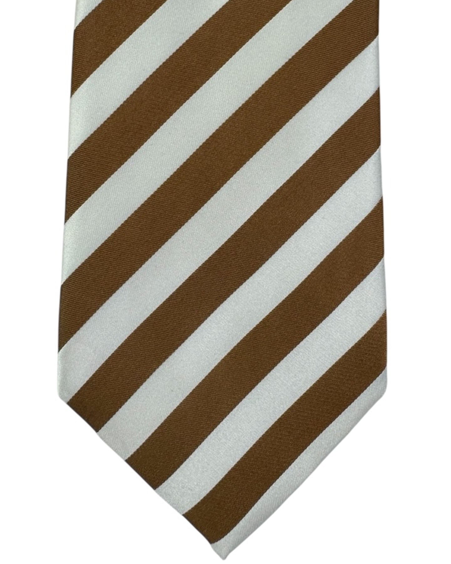 Armani Tie Brown White Stripes SALE