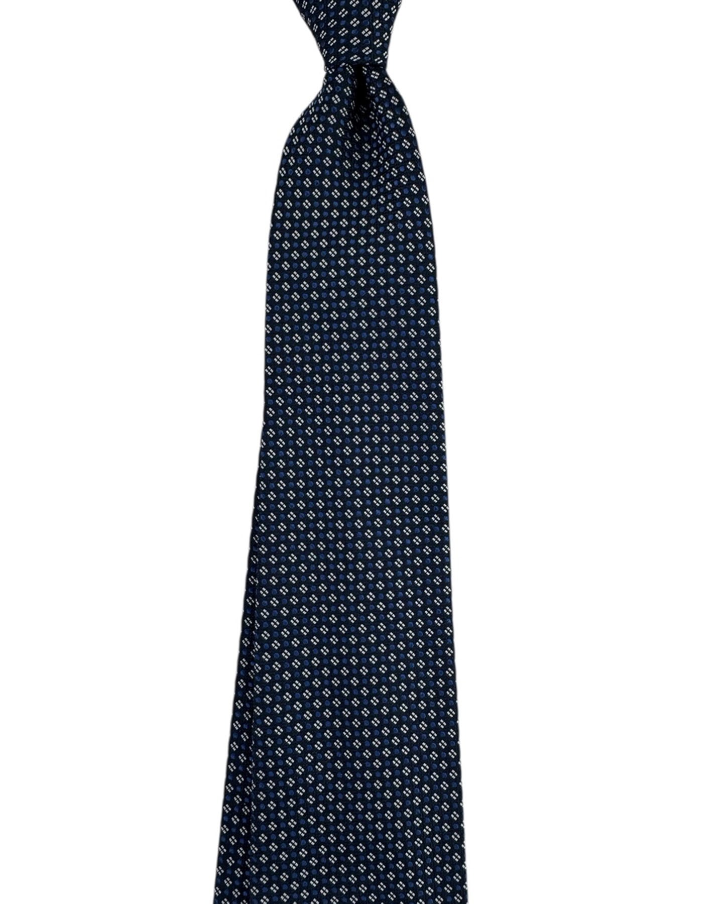 Armani Silk Tie Navy Blue Silver Micro Pattern