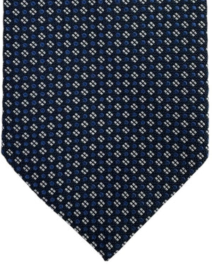 Armani Silk Tie Navy Blue Silver Micro Pattern