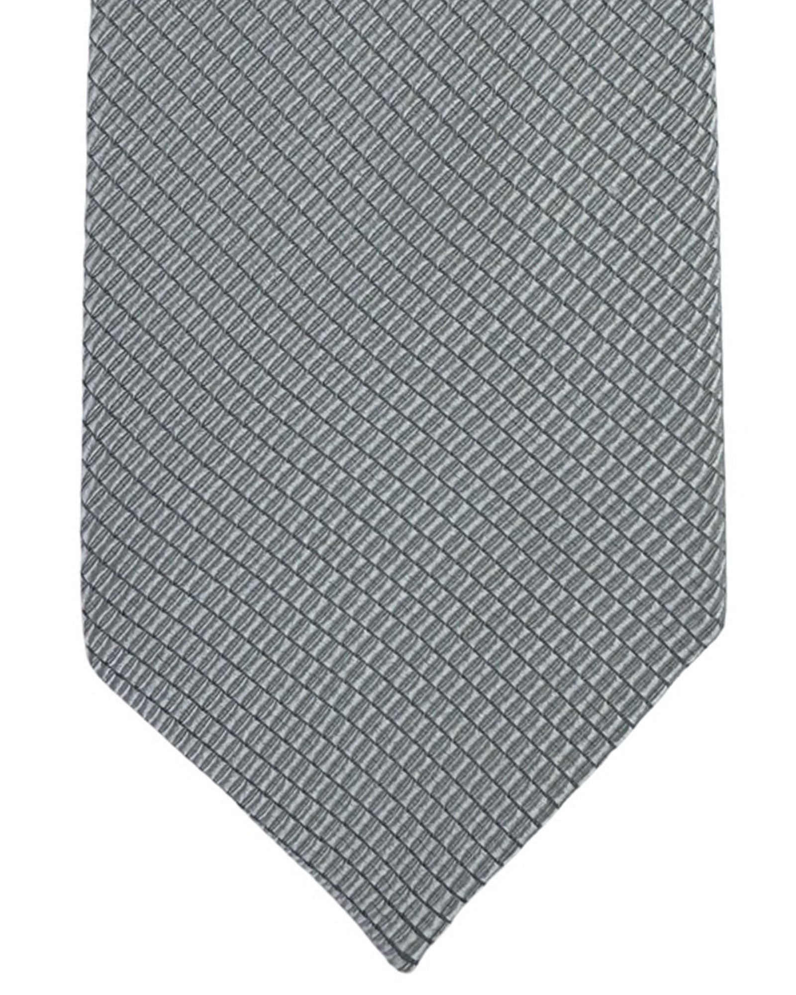 Armani Tie Pearl Gray Pattern - Cotton Silk