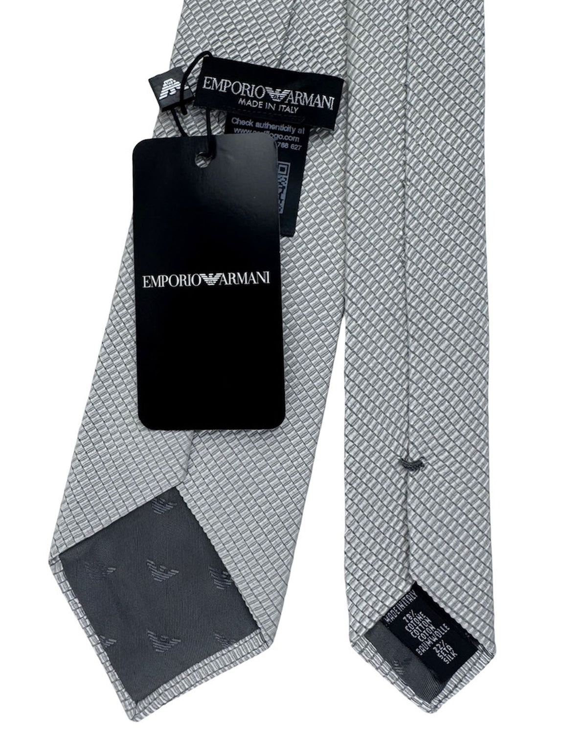 Armani Tie Pearl Gray Crosshatch - Cotton Silk