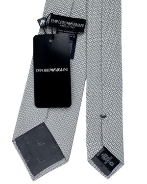Armani Tie Pearl Gray Crosshatch - Cotton Silk