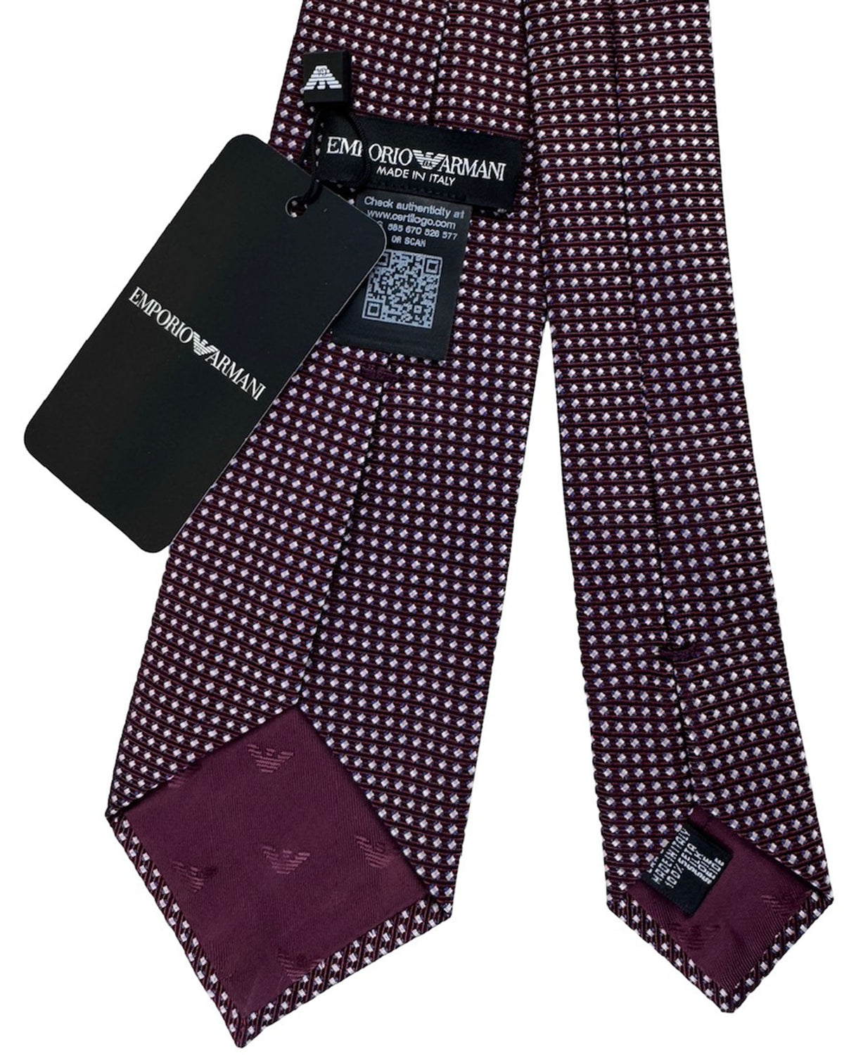 Emporio Armani Tie Burgundy Micro-Diamond Pattern