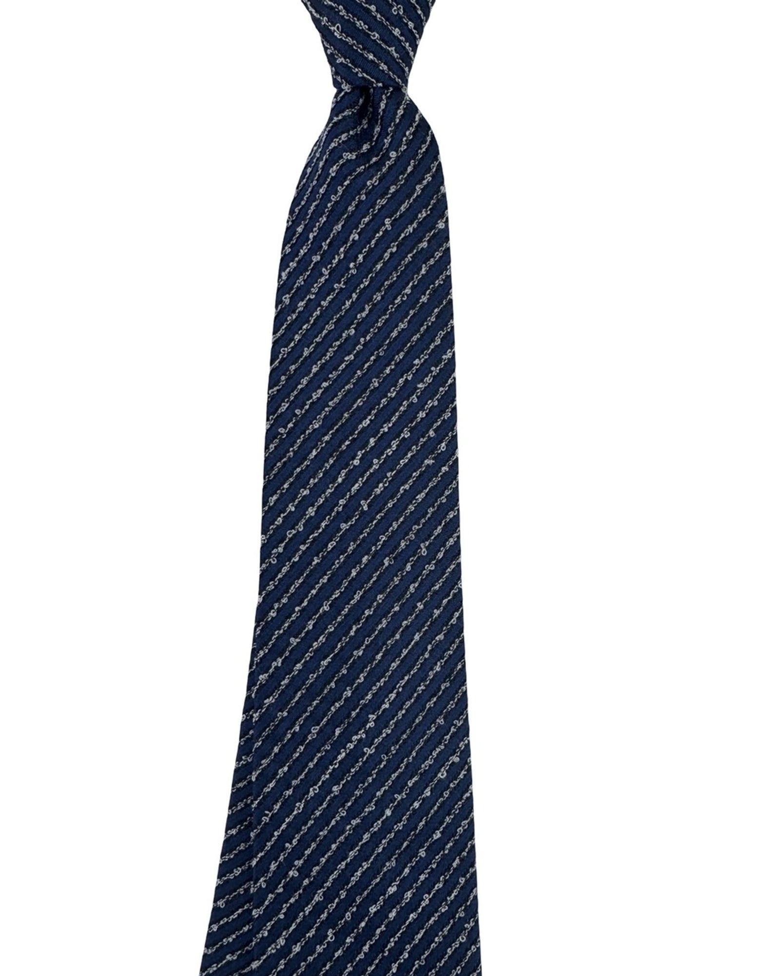 Armani Tie Navy Diagonal Rope Stripe - Wool Silk