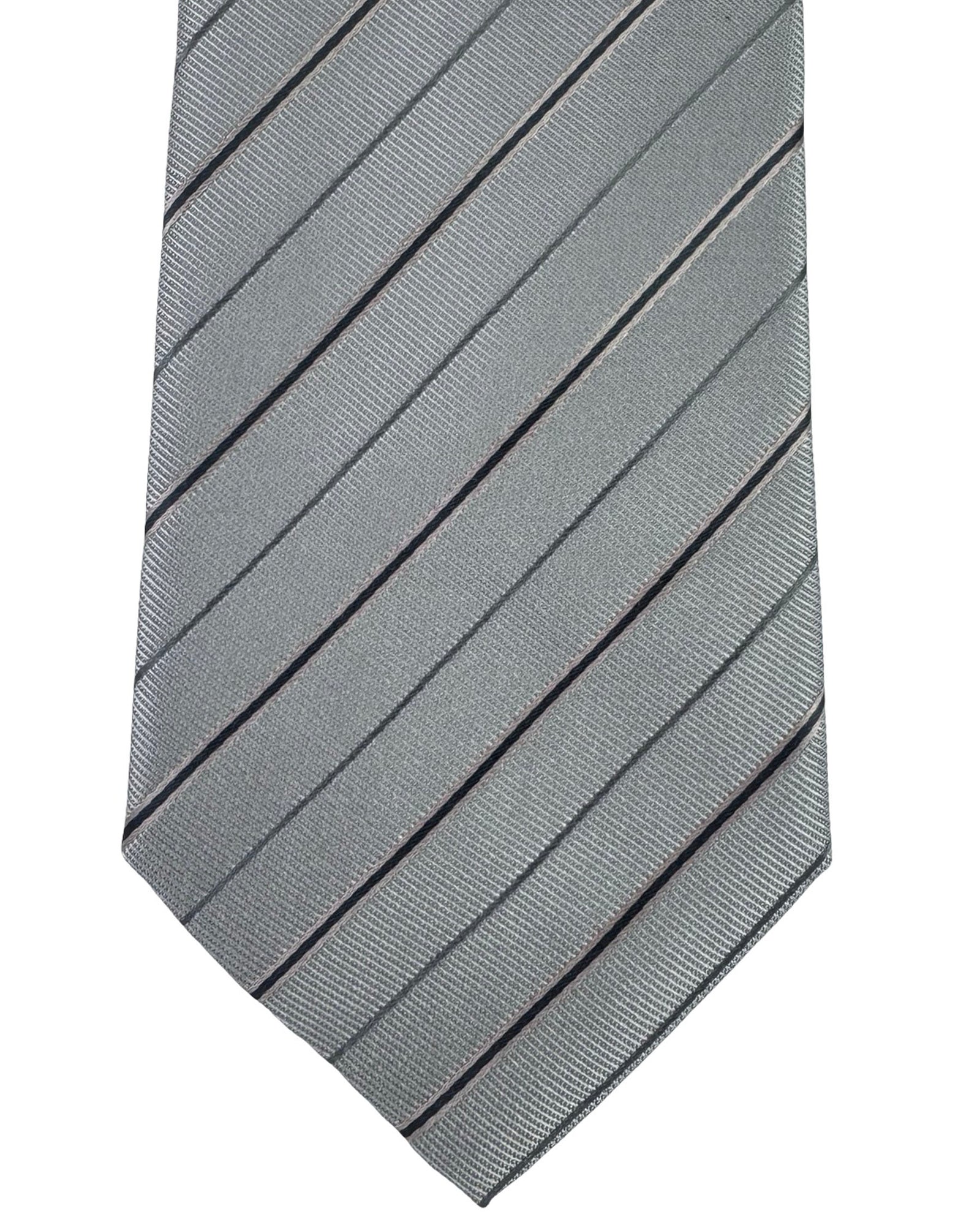Armani Silk Tie Gray Stripes Pattern