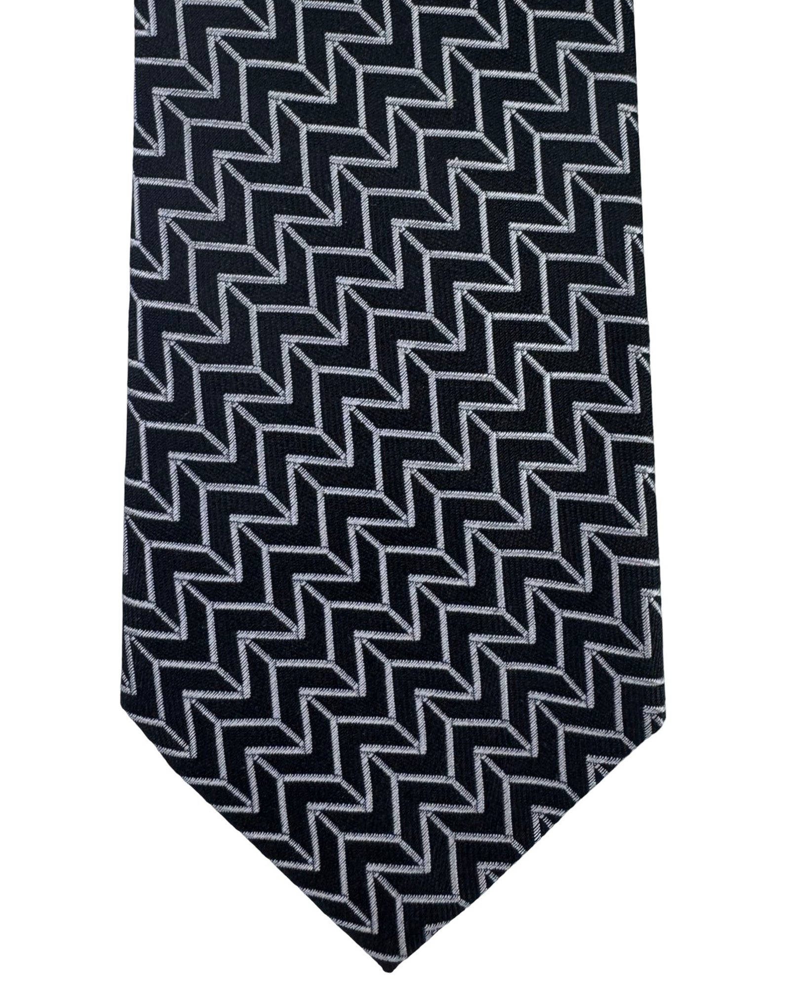 Armani Tie Black And White Chevron Geometric Pattern