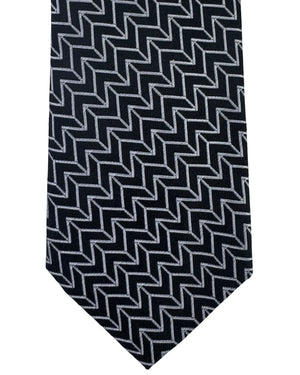 Armani Tie Black And White Chevron Geometric Pattern