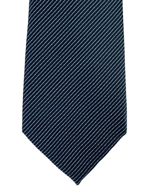 Emporio Armani Tie Dark Blue Silver Pinstripe