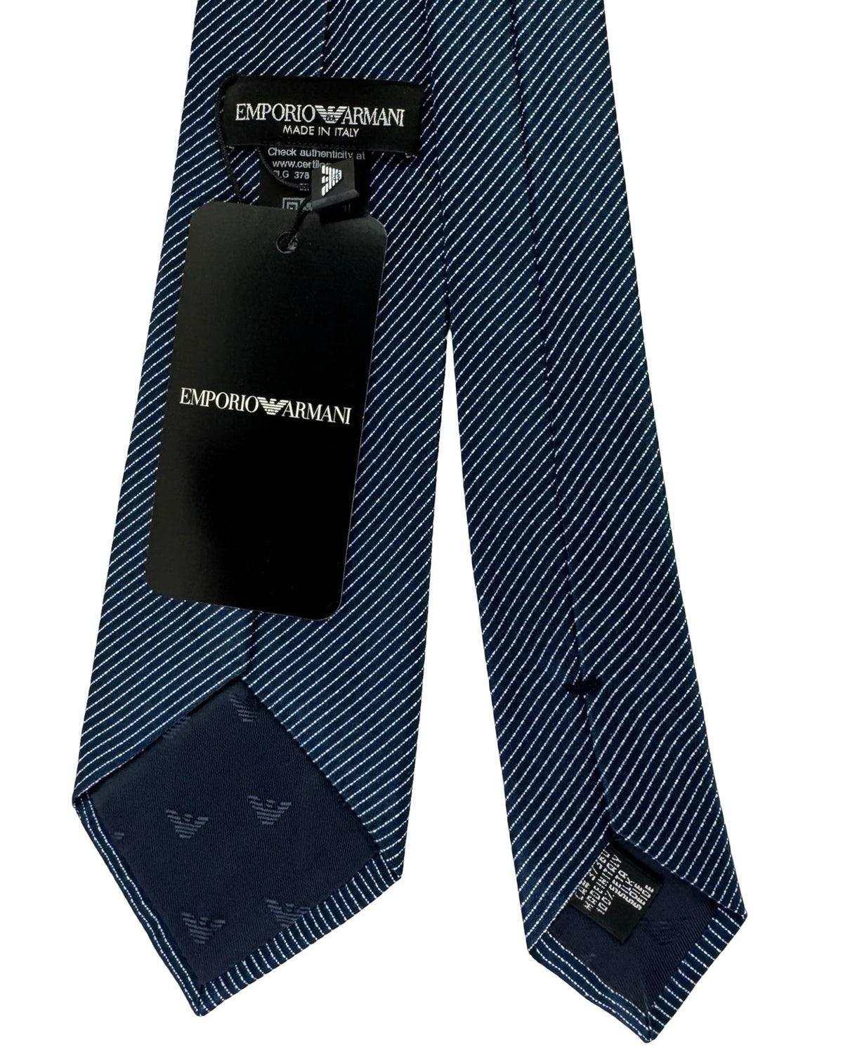 Emporio Armani Tie Dark Blue With White Pinstripe
