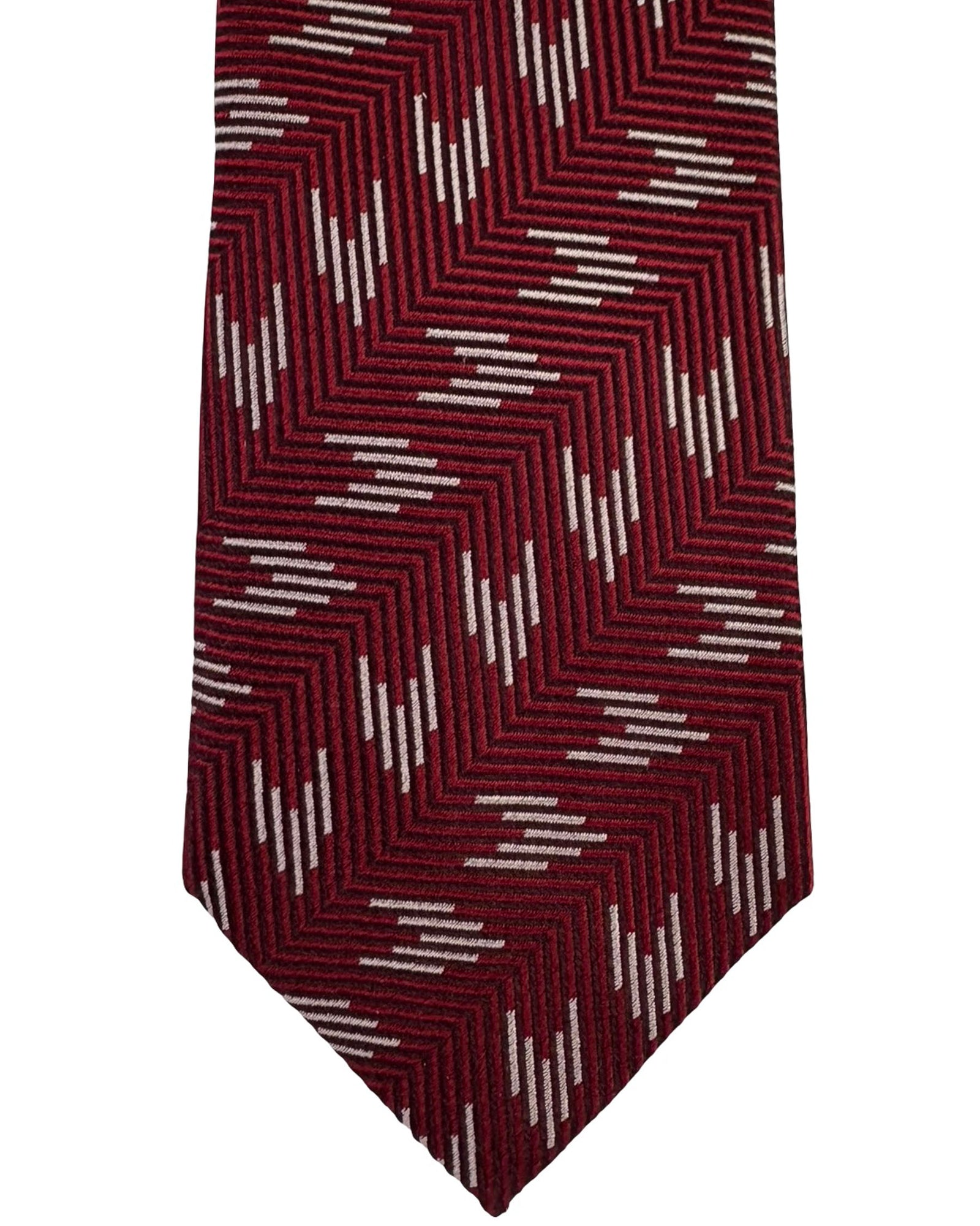 Emporio Armani Tie Bordeaux Red Silver Design