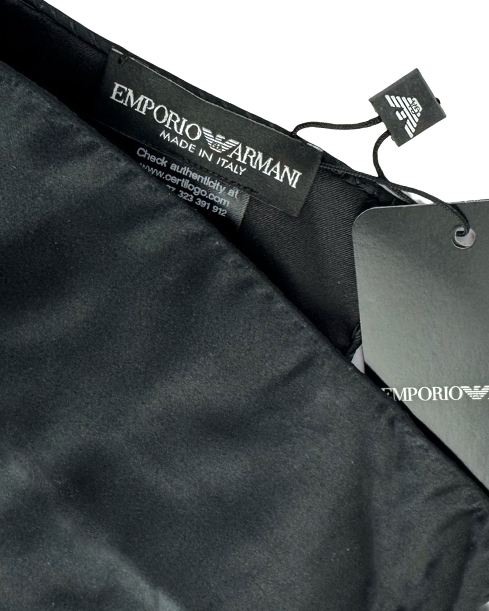 Emporio Armani Pocket Square Black Solid