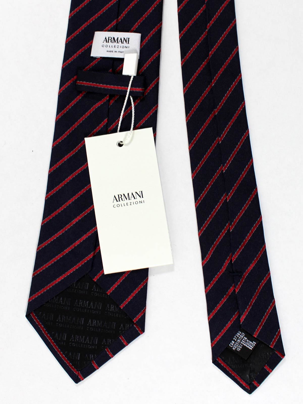 Armani Silk Tie Navy Red Stripes Armani Collezioni SALE Tie Deals