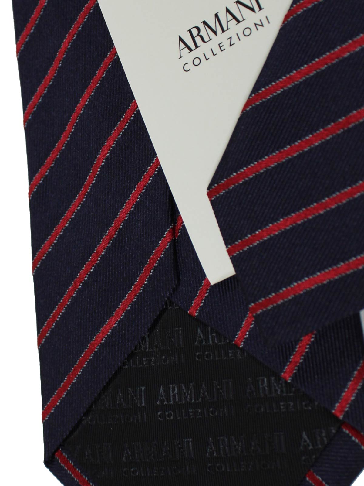 Armani Silk Tie Navy Red Stripes Armani Collezioni