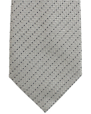 Armani Silk Tie Gray Zig Zag Micro Dots Armani Collezioni