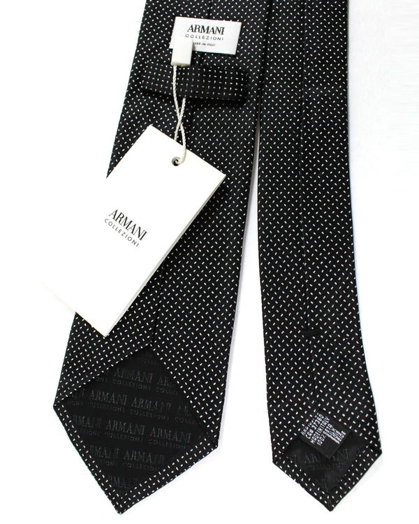 Armani Silk Tie Black Silver Micro Pattern Armani Collezioni Tie