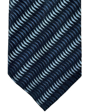 Armani Silk Tie Black Navy Gray Stripes