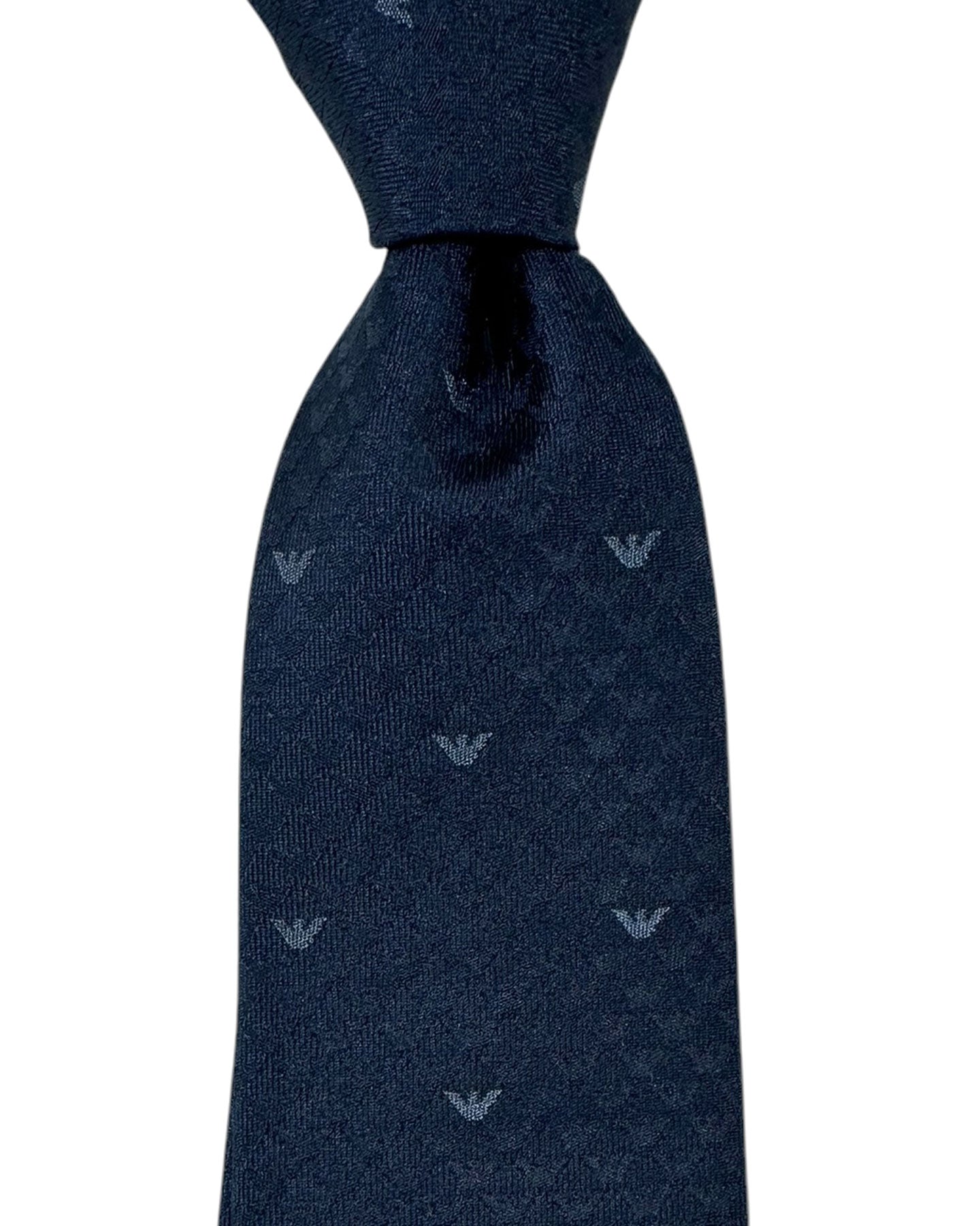 Armani Silk Tie Dark Blue Gray Logo