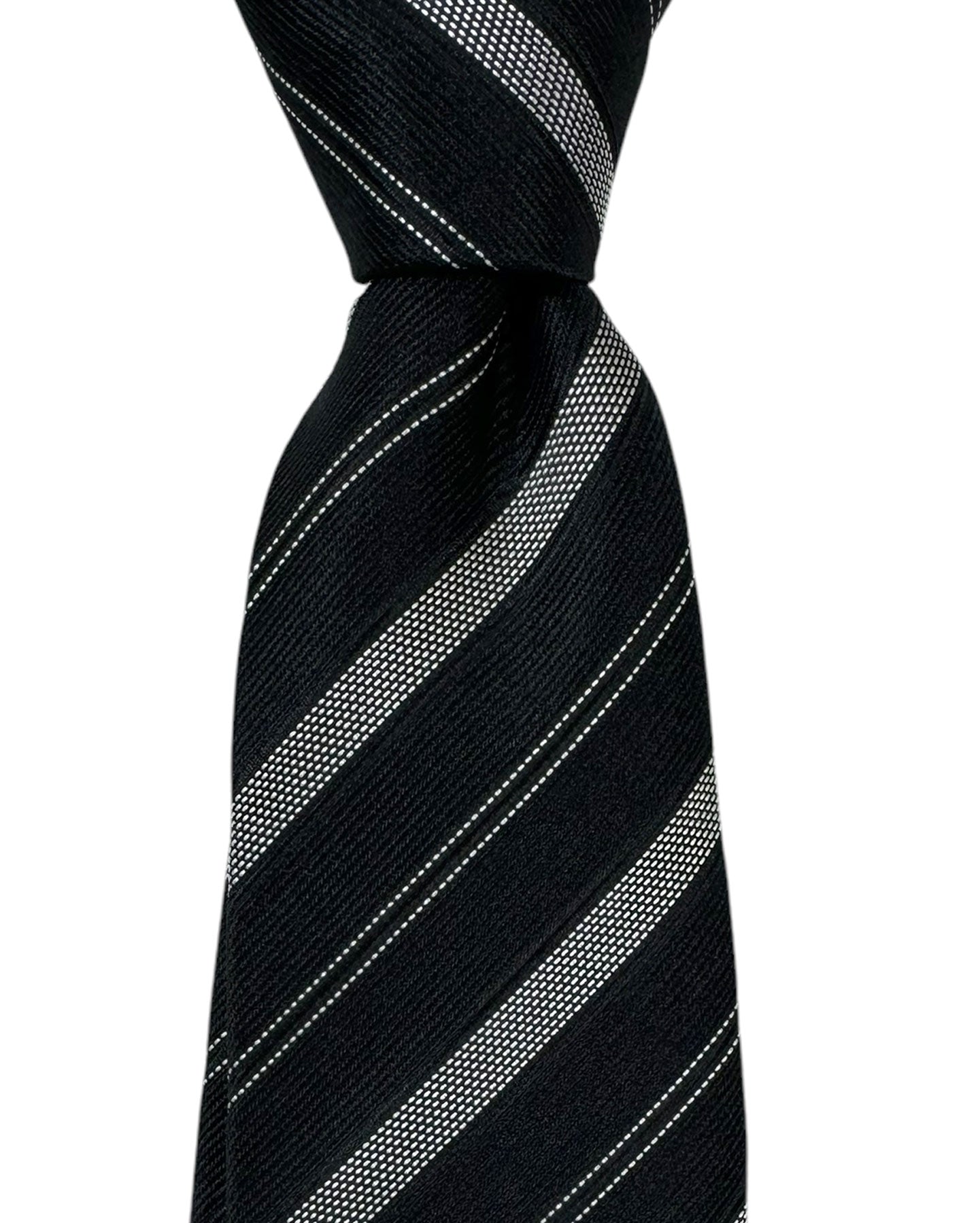 Armani Silk Tie Black Silver Stripes