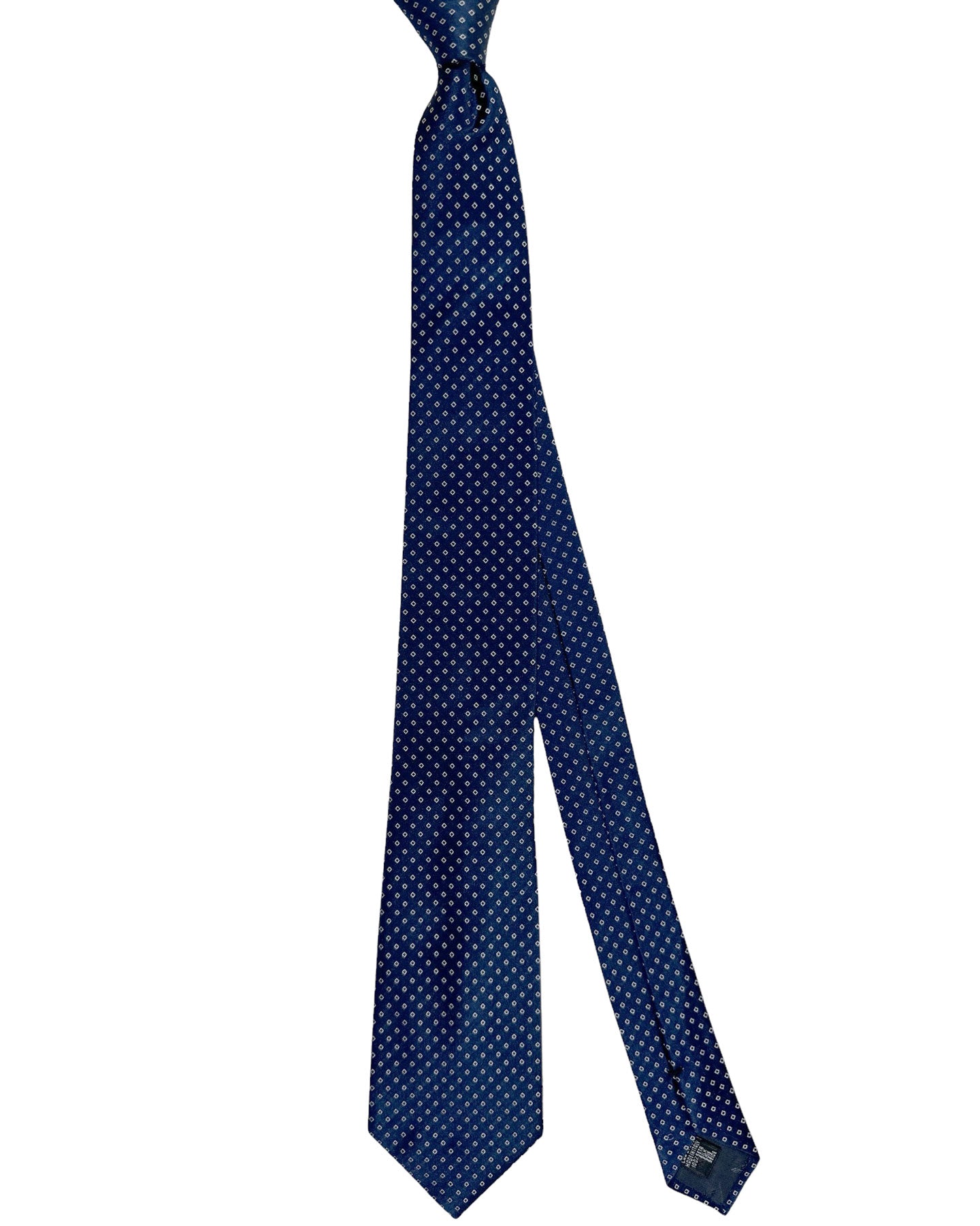 Armani Silk Tie Dark Blue White Mini Squares