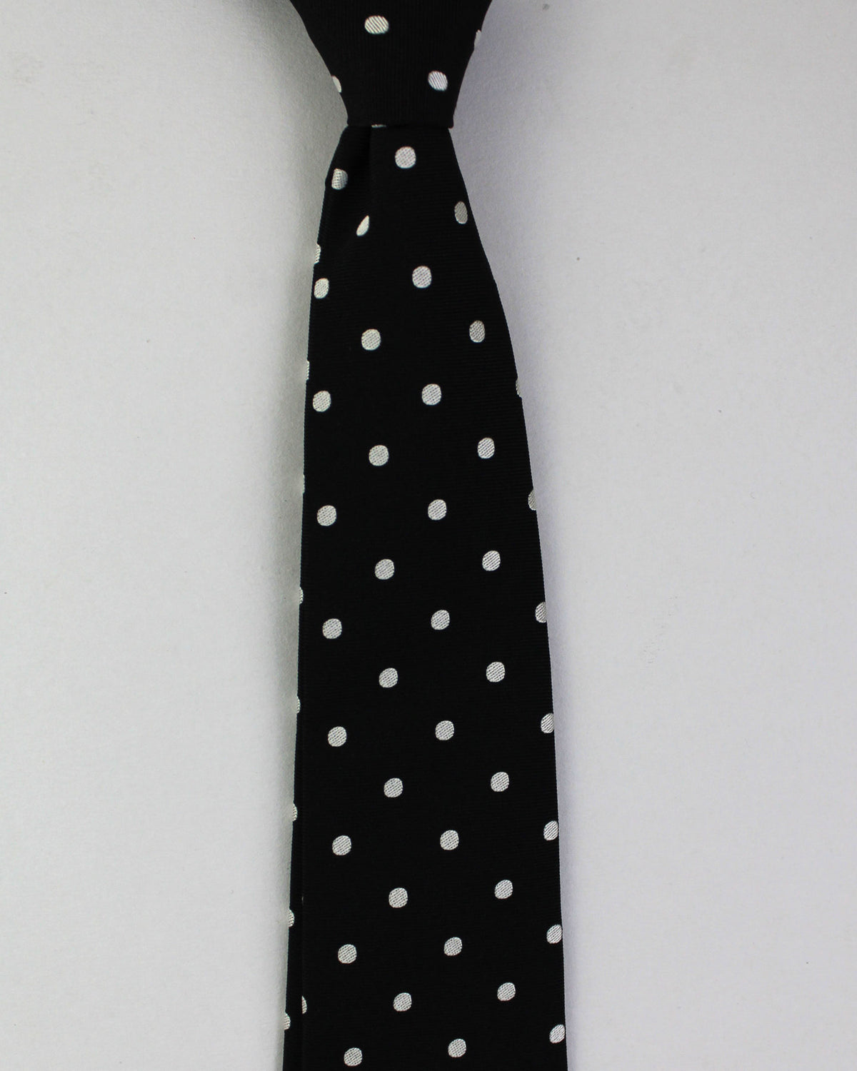 Armani Silk Tie Black Silver Polka Dots