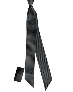 Armani Silk Tie Skinny Black Silver 