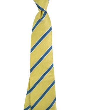 Armani Tie Yellow Blue Stripes - Linen Silk SALE