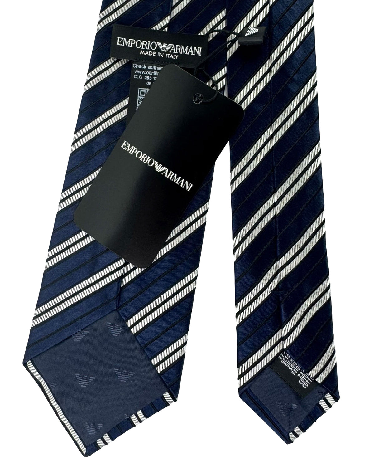 Armani Tie Midnight Blue Silver Stripes