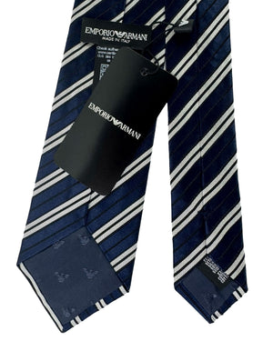 Armani Tie Midnight Blue Silver Stripes