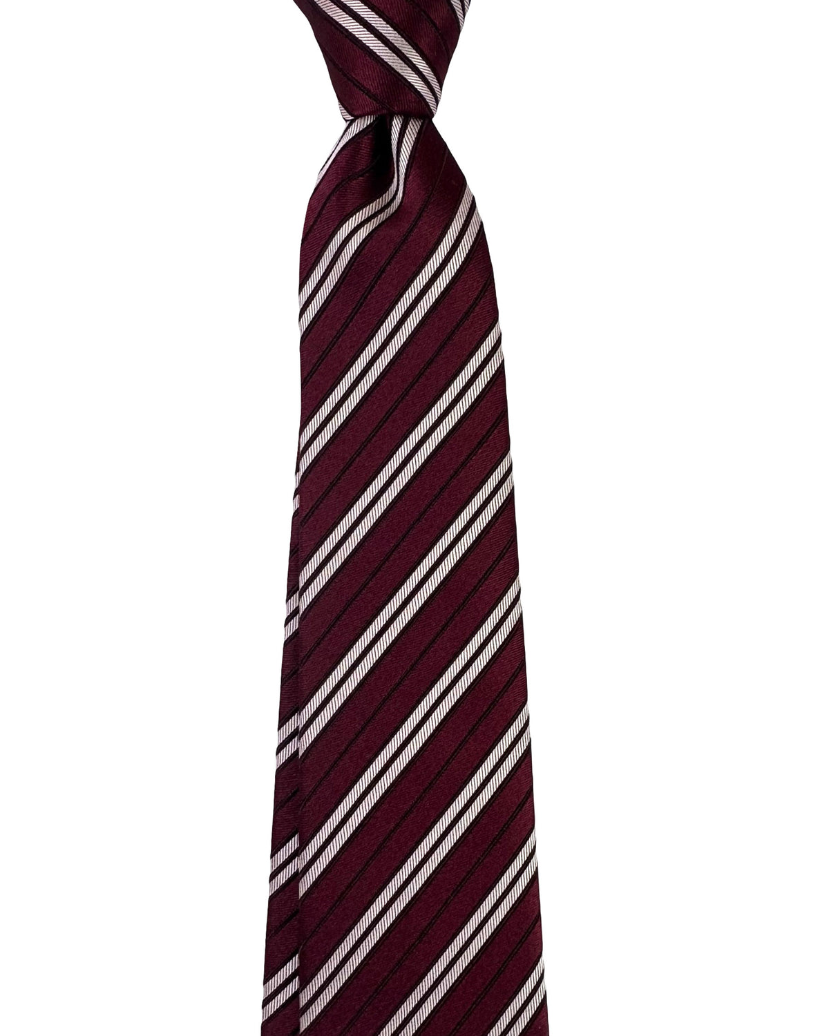 Armani Tie Maroon Silver Stripes - Emporio Armani