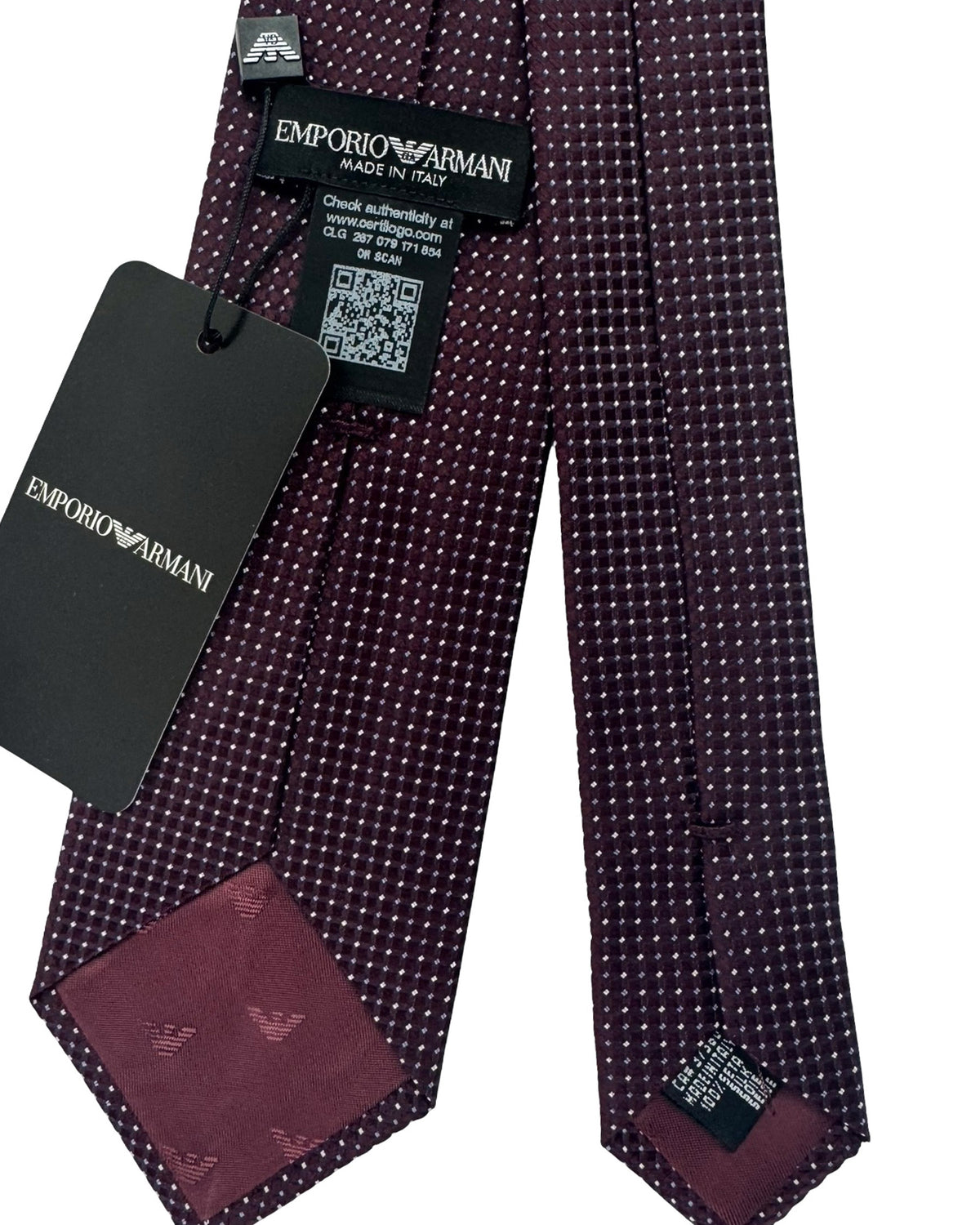 Armani Tie Maroon Silver Micro Dots