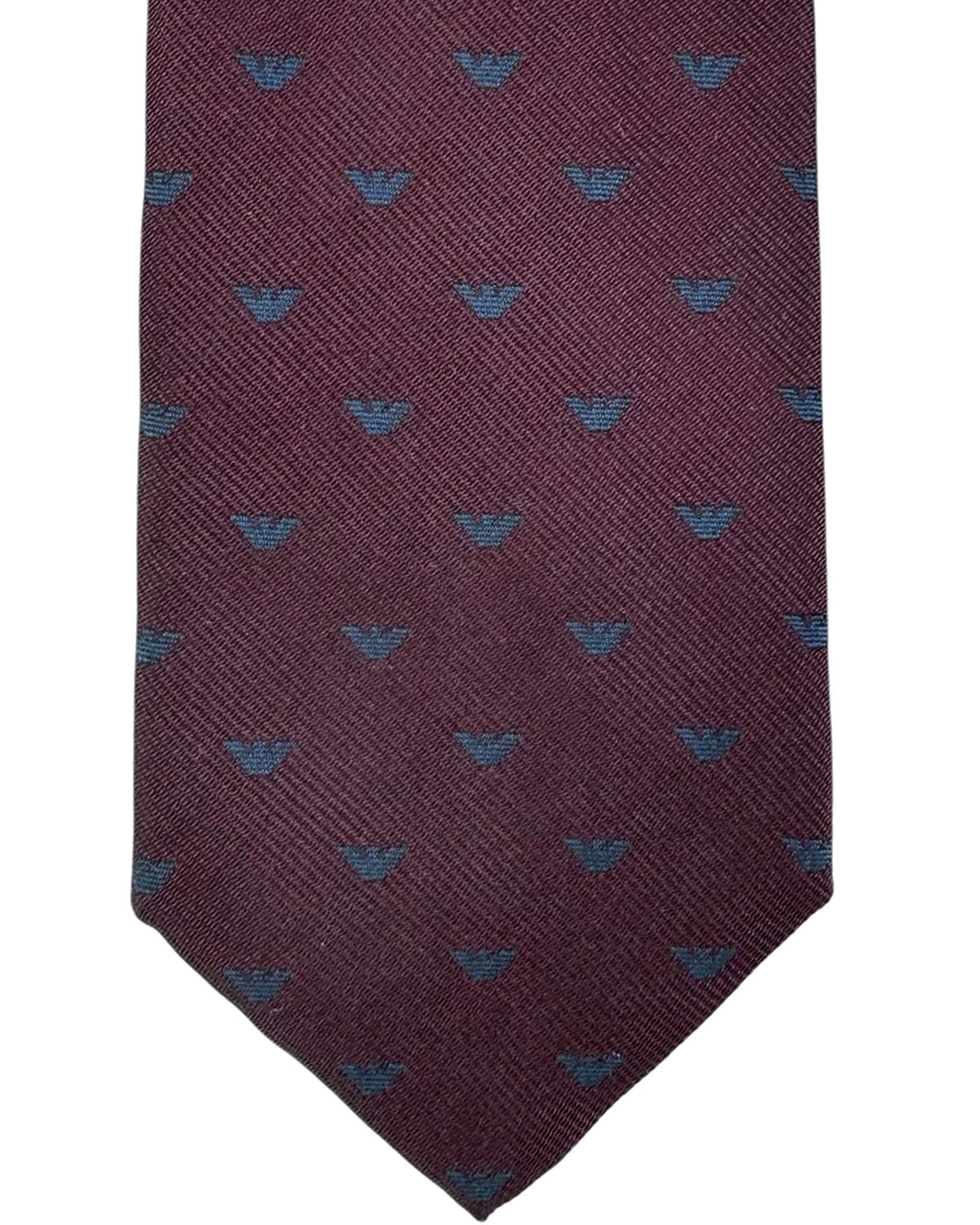 Armani Tie Maroon Micro Eagle Logo Design