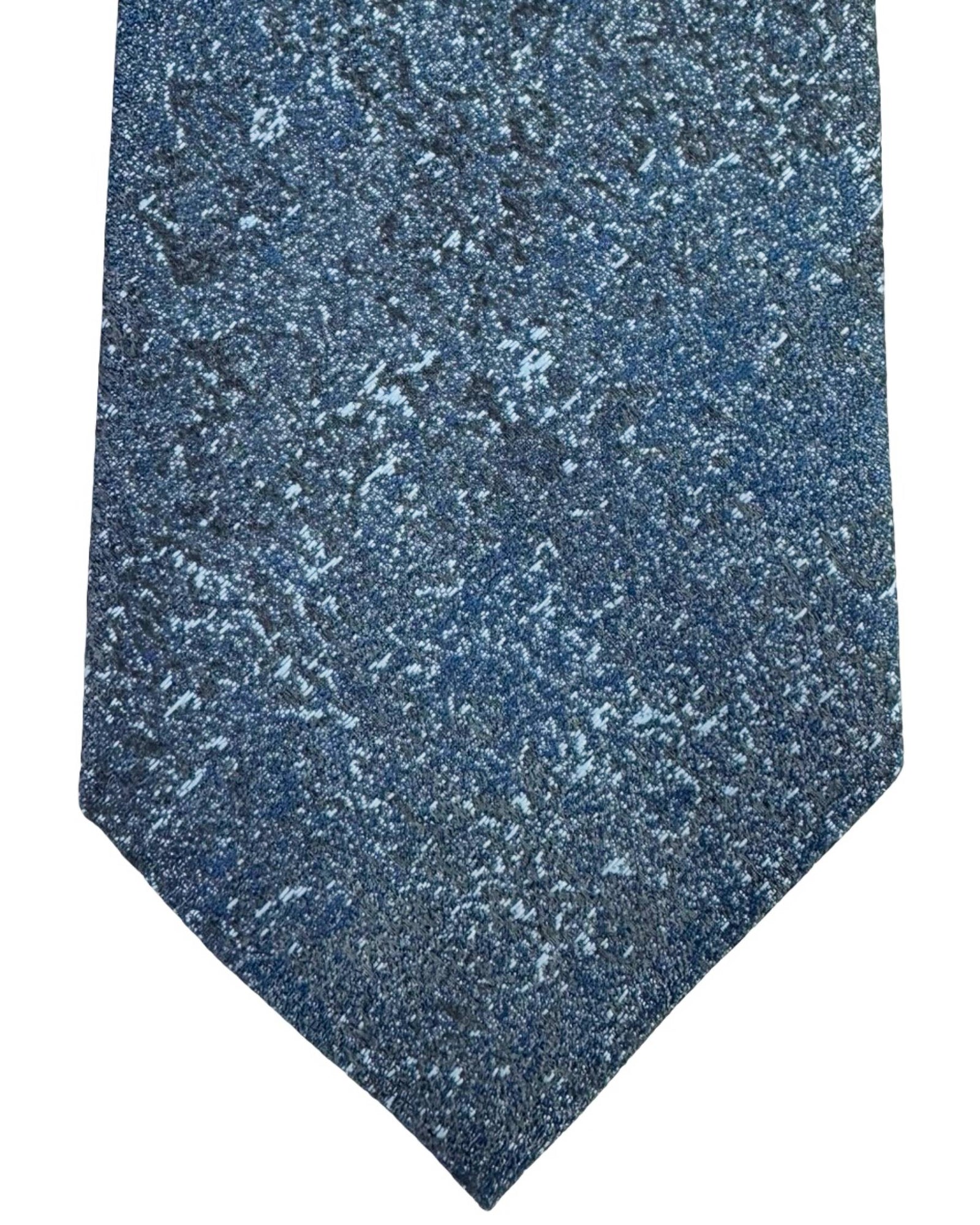 Armani Silk Tie Midnight Blue Grey Pattern