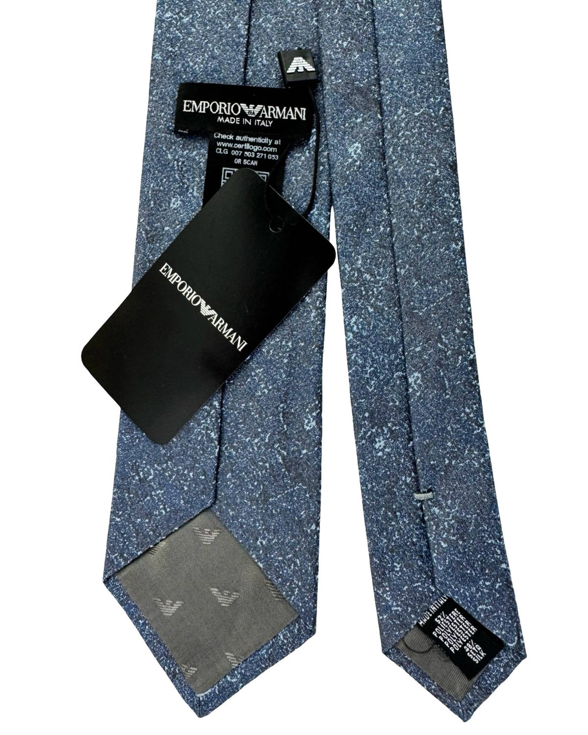 Armani Silk Tie Midnight Blue Grey Pattern