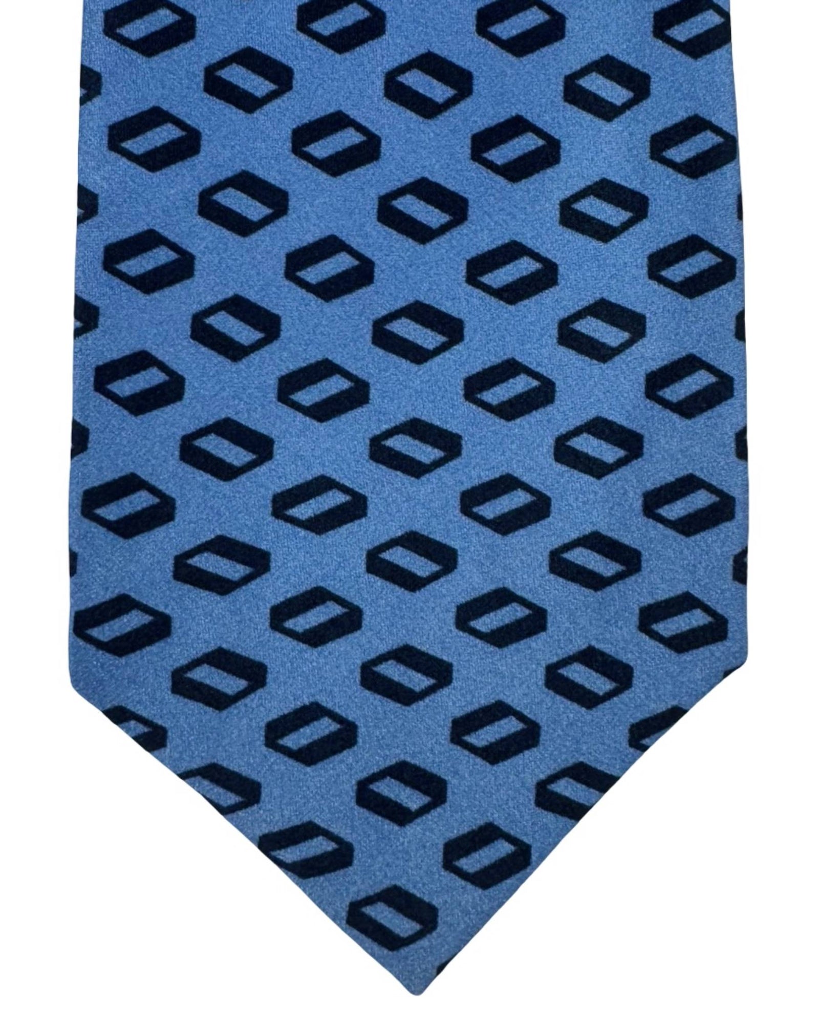 Armani Tie Blue with Navy Blue Geometric Design
