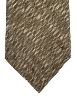 Armani Silk / Linen Tie Textured Brown and Tan 