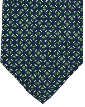 Cesare Attolini Tie Navy And Green Lattice Motif