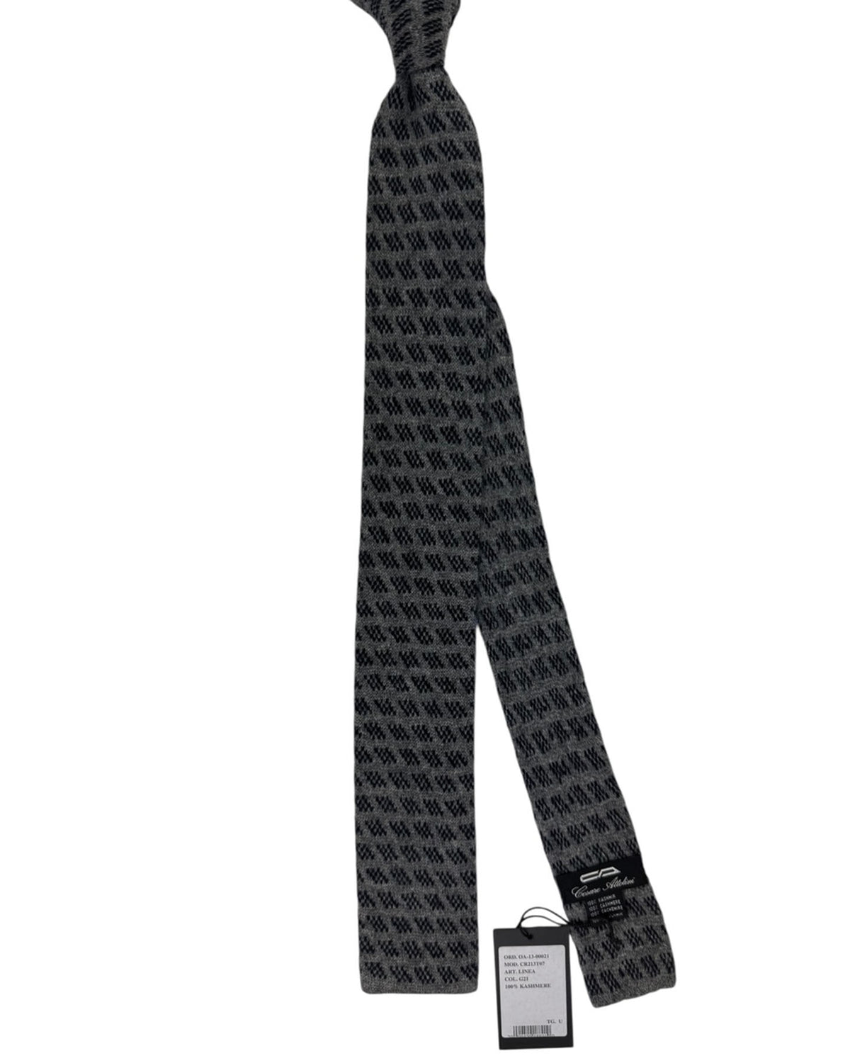 Cesare Attolini Cashmere Square End Knitted Tie Gray Black
