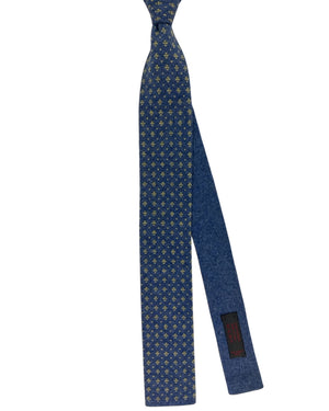 Cesare Attolini Cashmere Blue And Yellow Floral Knit Tie