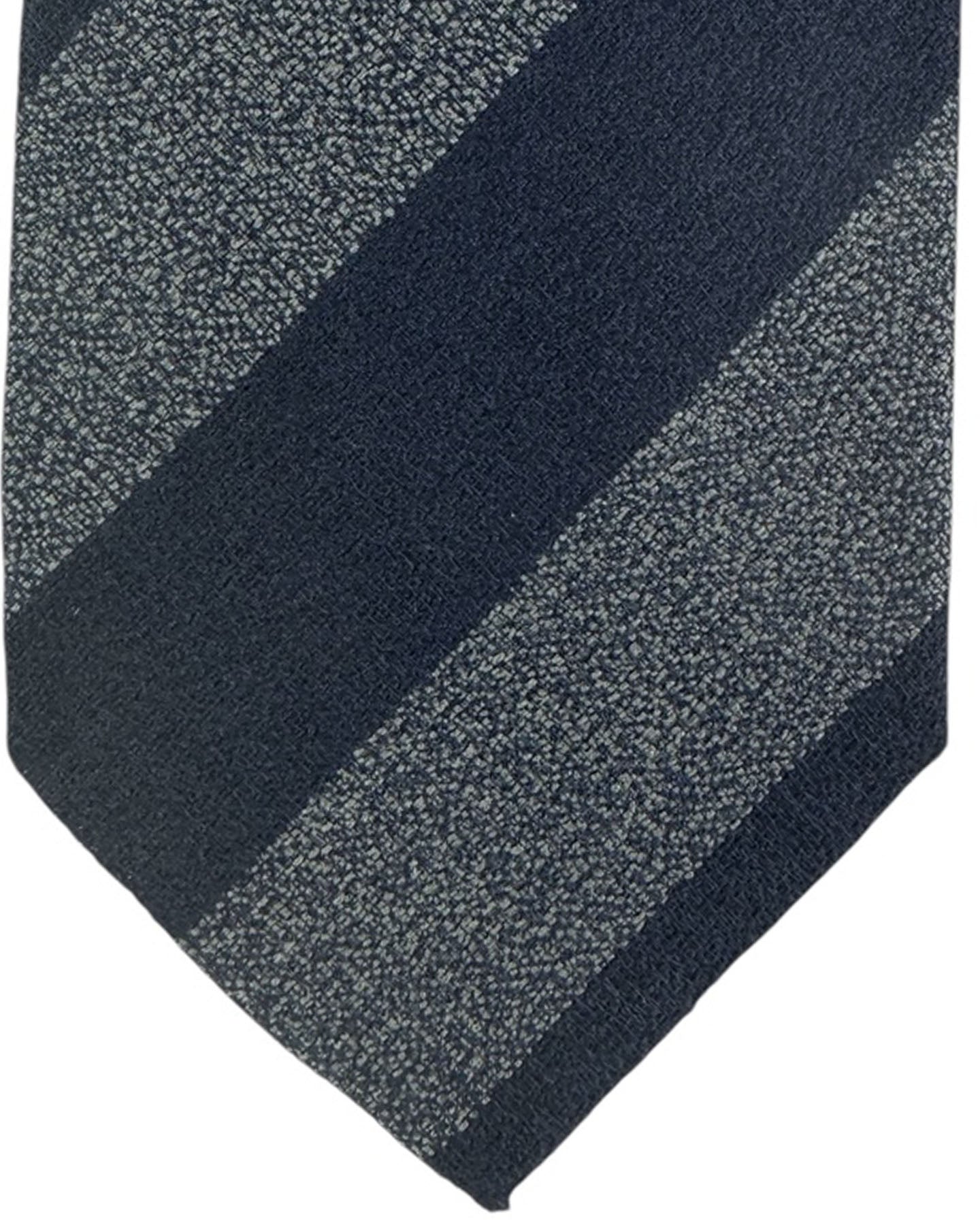Cesare Attolini Tie Charcoal Gray With Midnight Blue