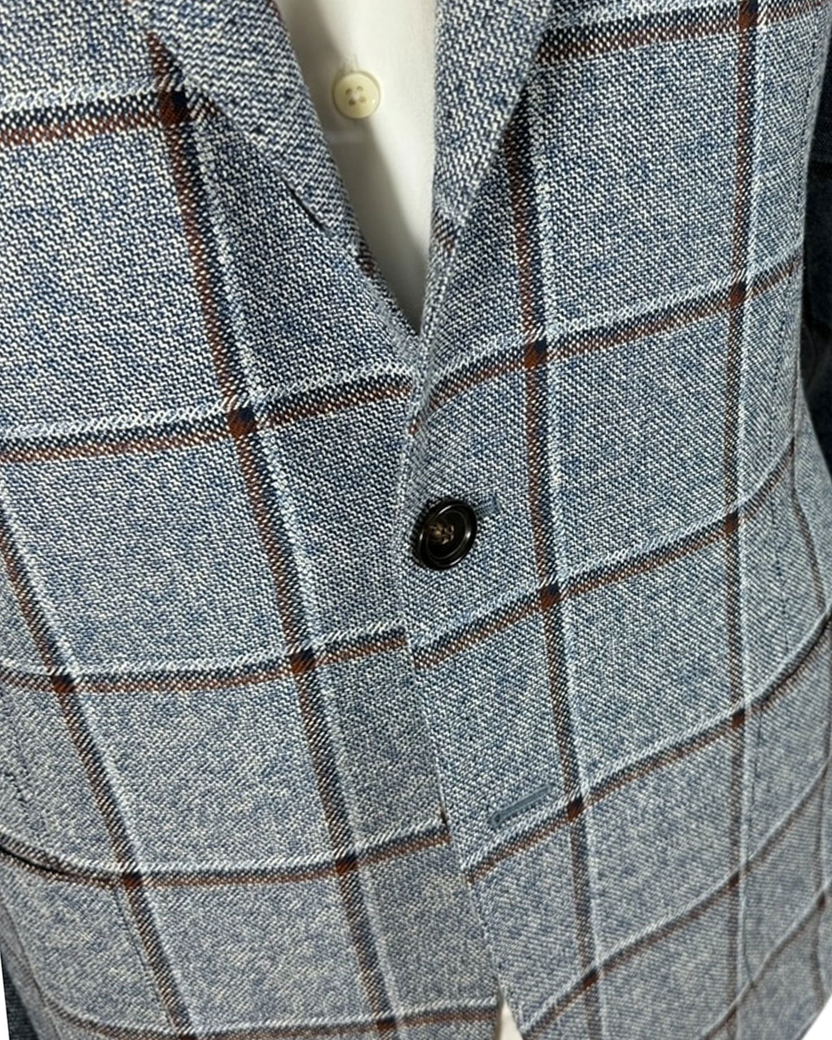 Cesare Attolini Sport Coat Blue Windowpane Wool Silk EU 54/ US 44 SALE